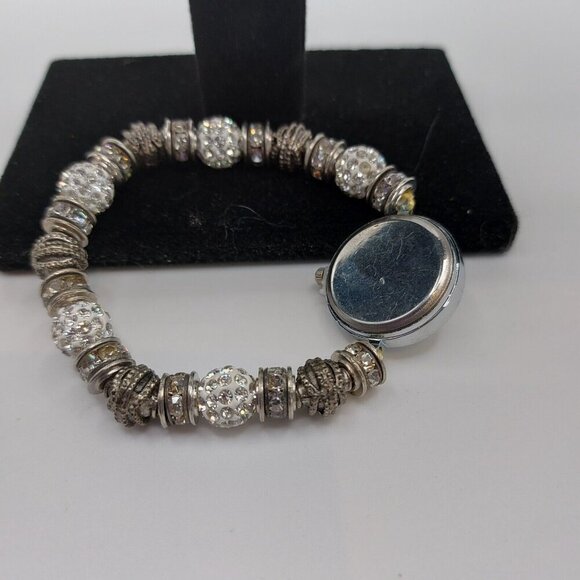 BOER Fancy silver tone Rhinestone encruset bracelet estate quartz timepiece - Picture 3 of 7